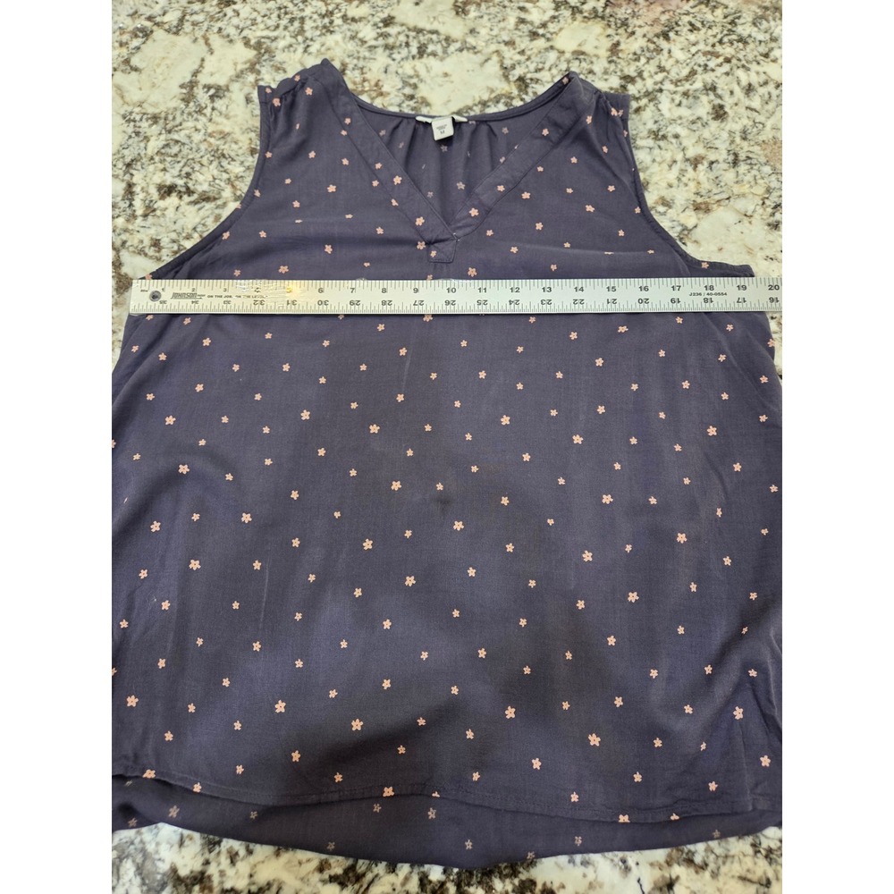 Sonoma Goods For Life Navy Blue Pink Floral Star Print V-Neck Sleeveless Top M - Picture 3 of 5